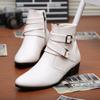 Fashion Spring Simple Style Man White Elegant Shoes Big Size 47 High-top Dress Shoes Men Point Toe Leather High Heel Shoes for Men Boots