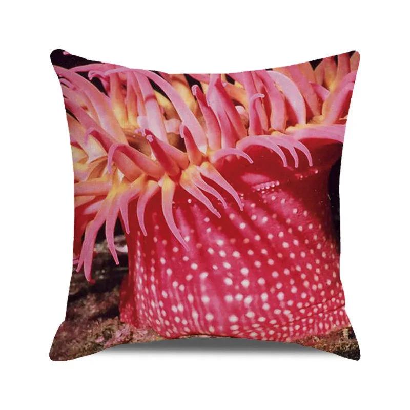 

45x45cm Watercolor Coral Marine Life Cushion Cover Custom Fish Animal Plant Linen Pillow Cases Sofa Home Decoration Pillowslip 18x18Inch