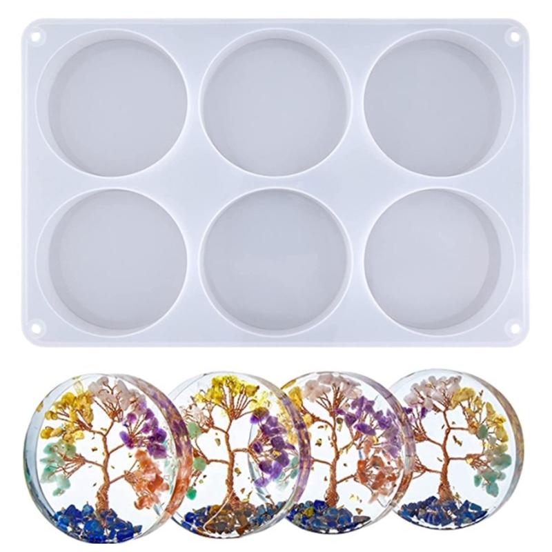 6 Cavity Round Silicone Mold Resin Coaster Molds Thick Round Coaster Silicone Molds DIY Resin Art Gifts Home Decoration