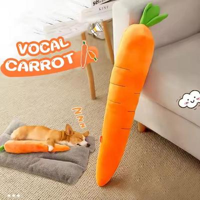 Durable Plush Carrot Dog Chew Toy with Squeaker Sound Interactive Vegetable Pet Toys Small Medium Large for Dogs Accessories