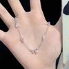Pink Zircon Bow Bracelet Women's Niche Design Sense Cute Sweet Girl Heart High Value Hand Jewelry
