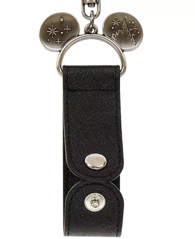 Mickey Mouse Black Leather Headband Tokyo Disney Resort Portable Black Holder, Exclusive, Keychain,