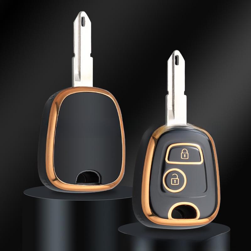 Peugeot Citroen Car Key Protective Shell - TPU Gold Edge Soft Cover