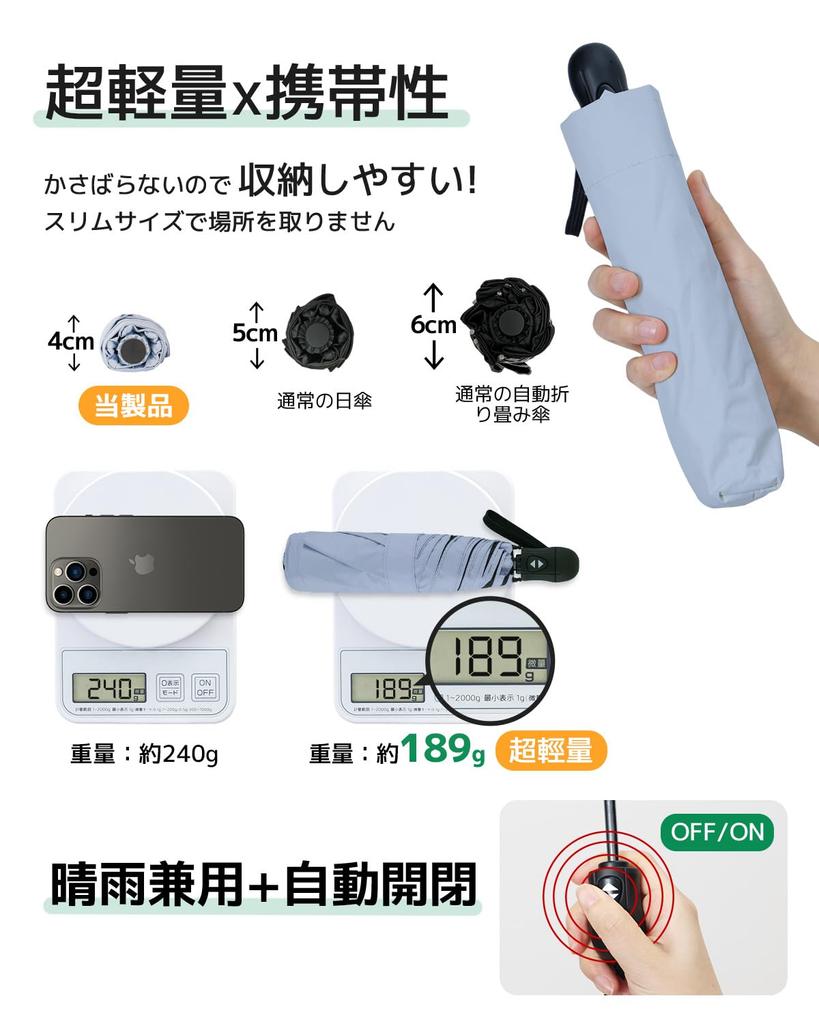 UV Protection Rate Completely Heat Automatic Folding Folding UV Wind Water Suitable for Both Sun and Convenient To Day Parasol, Ultra-lightweight,