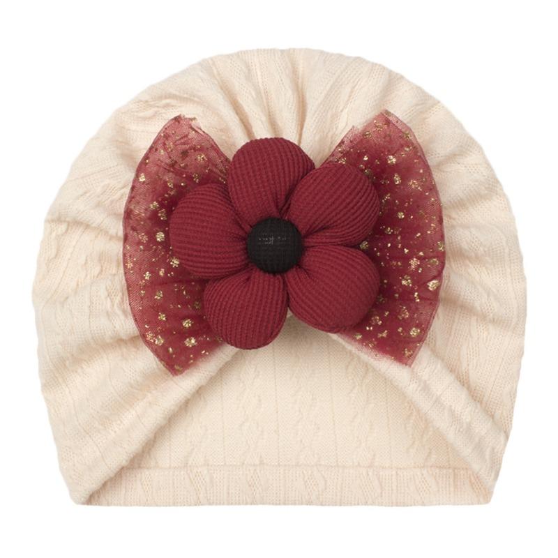 Spring new children's hats, bronzing mesh bow flower baby hats, cute baby hats