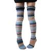 Autumn Slouch Crochet Knitting Colorful Striped Thigh High Long Socks for Women