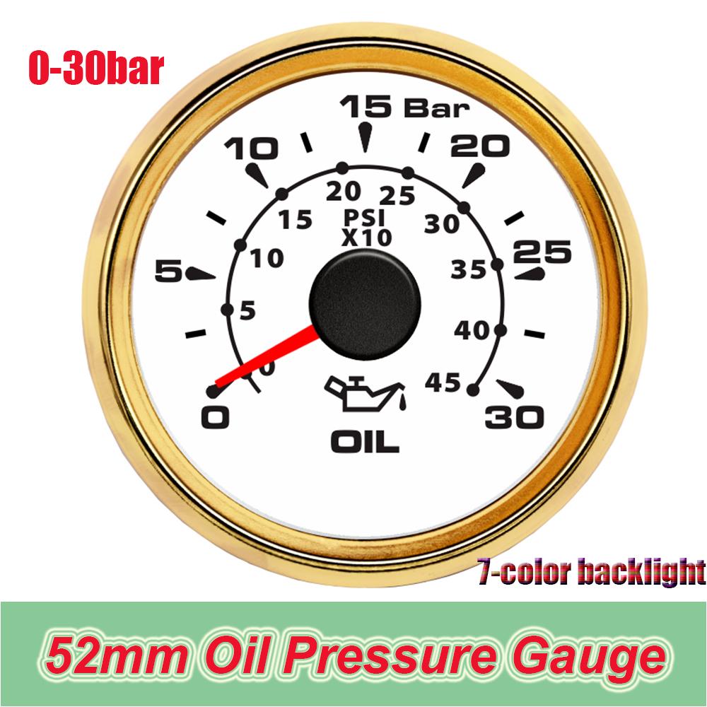 52mm Gauges Fuel Level Meter for Car Boat Yacht Gas Diesel Oil Tank Level Gauge Indicator 7colors LED Backlight Without Sensor