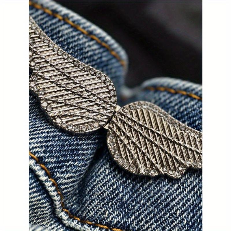 

1 пара крыльев-застежек для формирования талии со съемной застежкой без гвоздей и шитья для джинсов - съемный утягиватель пояса one-size серебряный