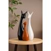Home Decoration Lucky Deer Family Set | Piano Finish Ceramic Figures - (Set of 3, Black, White & Brown - Deer Family)