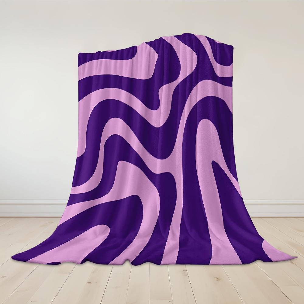 Lilac Wave Flannel Blanket Warm Soft Halloween Christmas Couch Warm Cozy Decorative Decor Gift For All Season