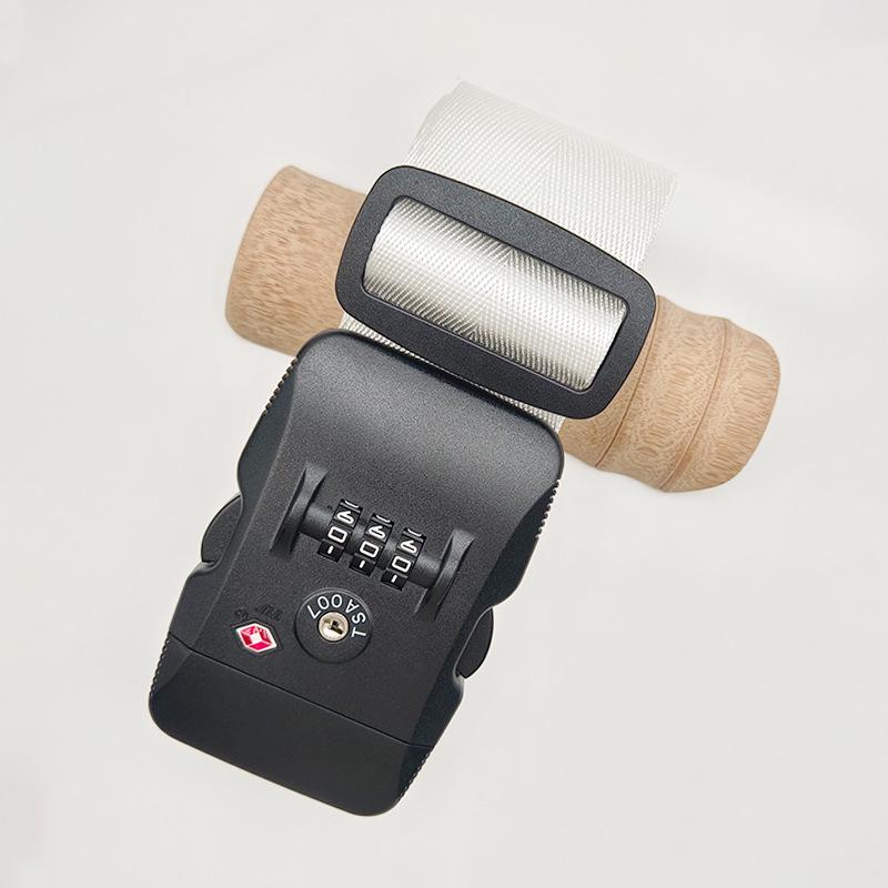 Solid Color Nylon Luggage Strap with Herringbone Pattern, Password Lock, and One-Word Handle