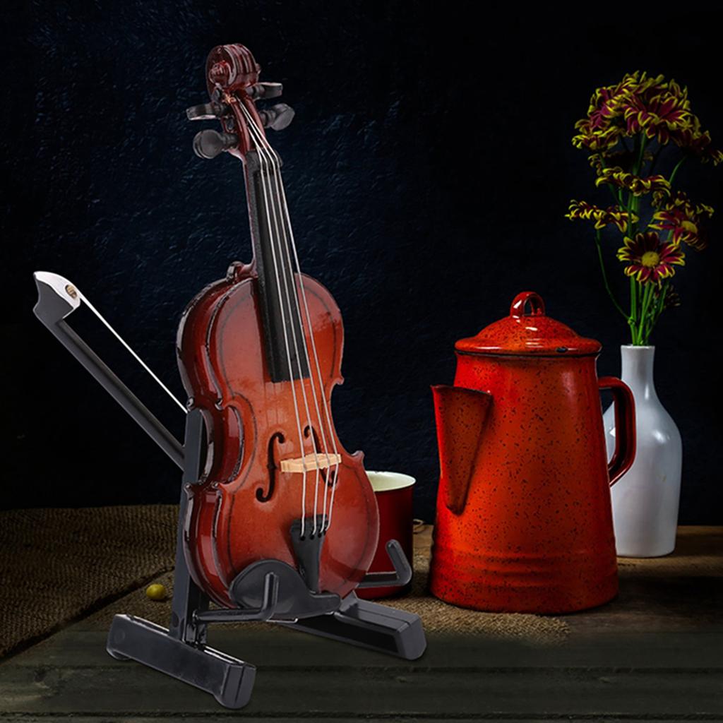 Mini Musical Instrument Model Miniature Violin Model with Stand Case Dollhouse Accessories Mini Musical Instrument Decor Gift