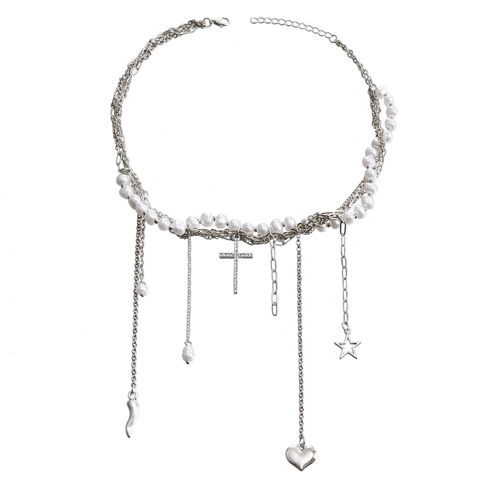 

A Design Imitation Pearl Tassel Necklace With A High-end Feel And A Light Luxury One Size белый
