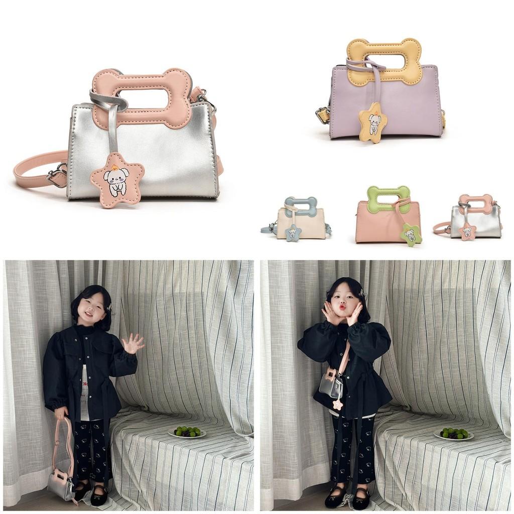 Adorable Mini Cartoon Dog Bone Shoulder Bag In Trendy Color Block Design For Kids