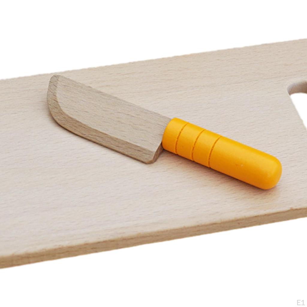 2x Holz Kinder Messer und Schneidebrett Set, Küchenwerkzeuge Rollenspiel Montessori Spielzeug für Gemüse
