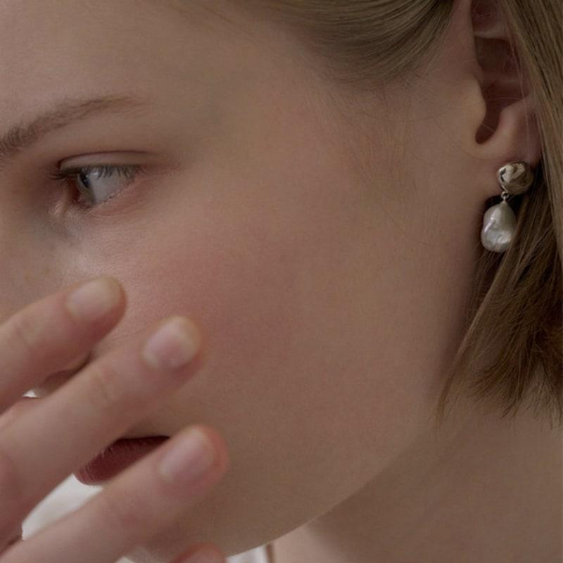 Ovbeige [VEI] 925silver KESHI PEARL DROP EARRINGS