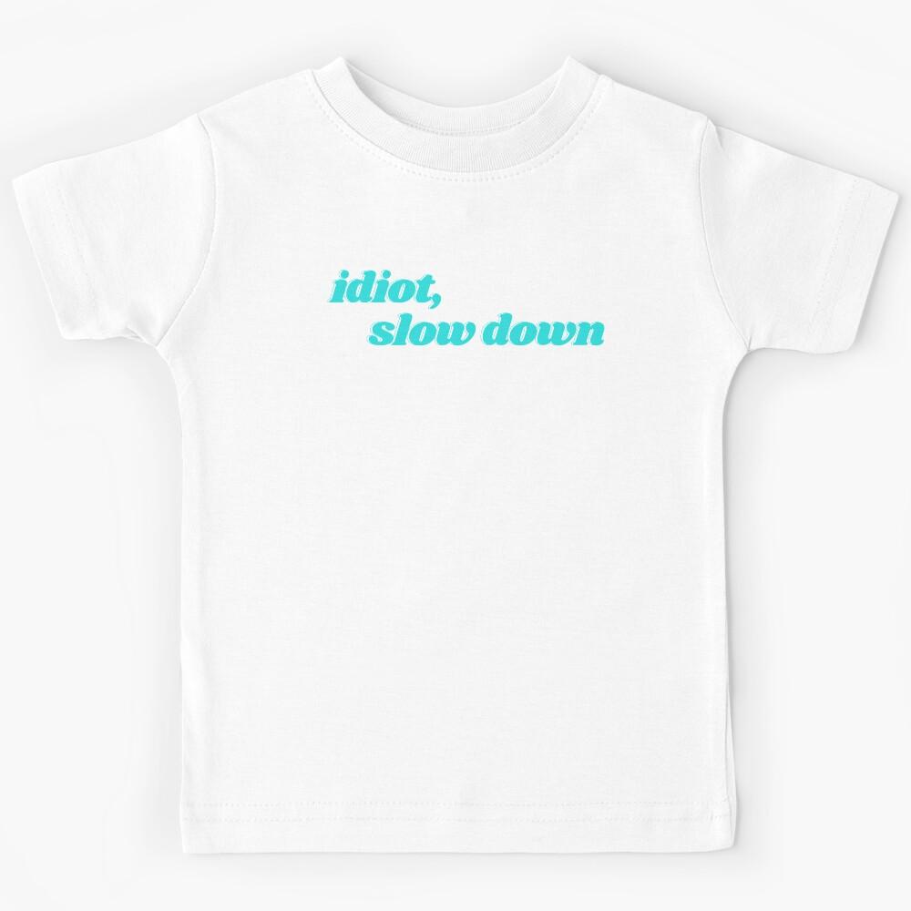 radiohead idiot slow down ok computer lyrics (bright blue on black) Kids T-Shirt 110