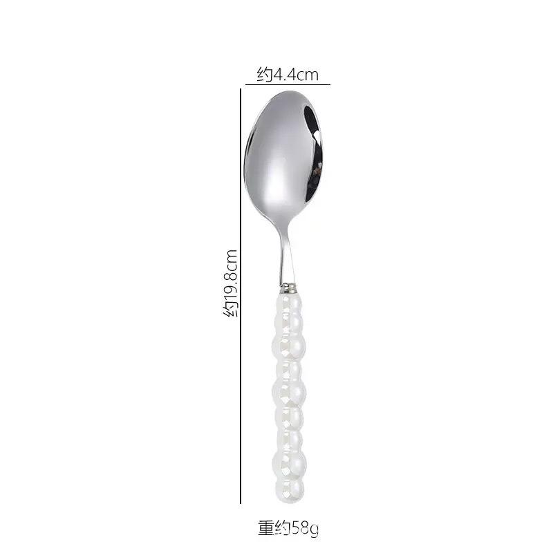 Light luxury Pearl Byen cutlery spoon High appearance level ceramic handle cutlery Steak cutlery Dessert cake fork 1PC