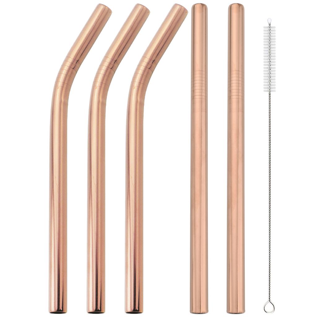 5pcs Wide 12mm Stainless Steel Straw Fruit Juice Milkshake Cocktail Straw Pearl Milk Tea Drinking Straw Set Home Bar Accessories