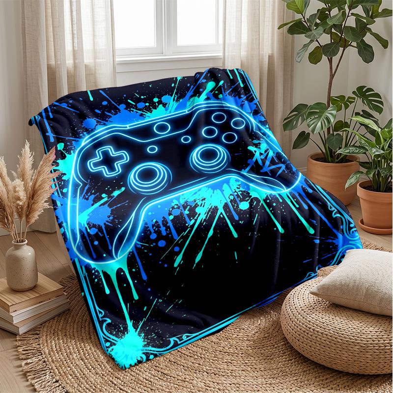Neon Game Controller Art Theme blanket Lightweight Warm Flannel Blanket Decorative Throw Blanket for Home Decoration