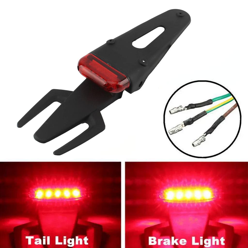 Waterproof Motorcycle Rear Mudguard with 12V LED Brake Light Easy Install Universal Bracket for road Adventures