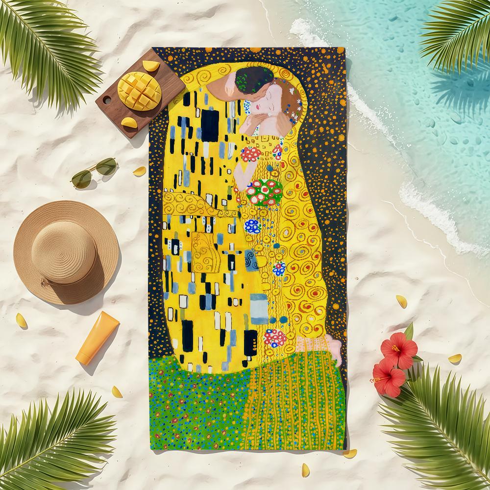 Art Gustav Klimt The Kiss Towel Soft Pool Gift For Travel Gym Shower Camping Quick Dry Sports Beach Towels