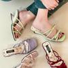 Fashion Hot Selling 2025 New French Style Summer Concise Open Toe Women Slippers Fashion Butterfly-knot Low Heels Party Pump Slide Shoes