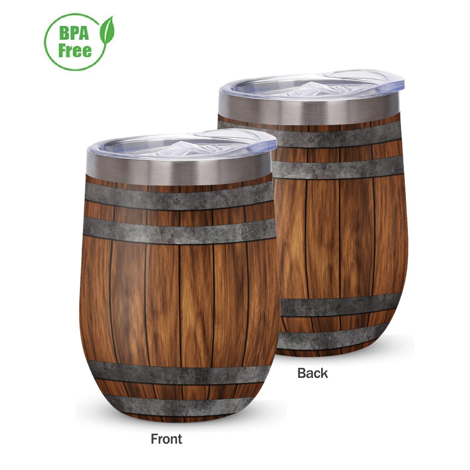 20\12Oz Wooden grain barrel print Vacuum Tumbler cup Stainless Steel Double Insulated water bottle with straw for Cold\Hot drink