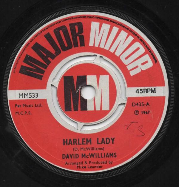 

7inch Record DAVID MCWILLIAMS - Harlem Lady MM533 Major Minor 1967 UK Rock Used