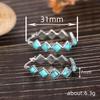 Retro Boho Geometric Zigzag Turquoise-Tone Hoop Earrings