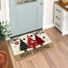 Christmas Multi Pattern Entry Floor Mat Polka Dot Snowflake Plaid Entryway Non Slip Carpet Holiday Decoration Floor Mat