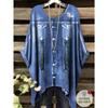 T-Shirts Women Fashion Fake Denim Print Elegant Splicing Graphic O-Neck Medium Stretch Four Seasons Short Sleeve Woman Clothes