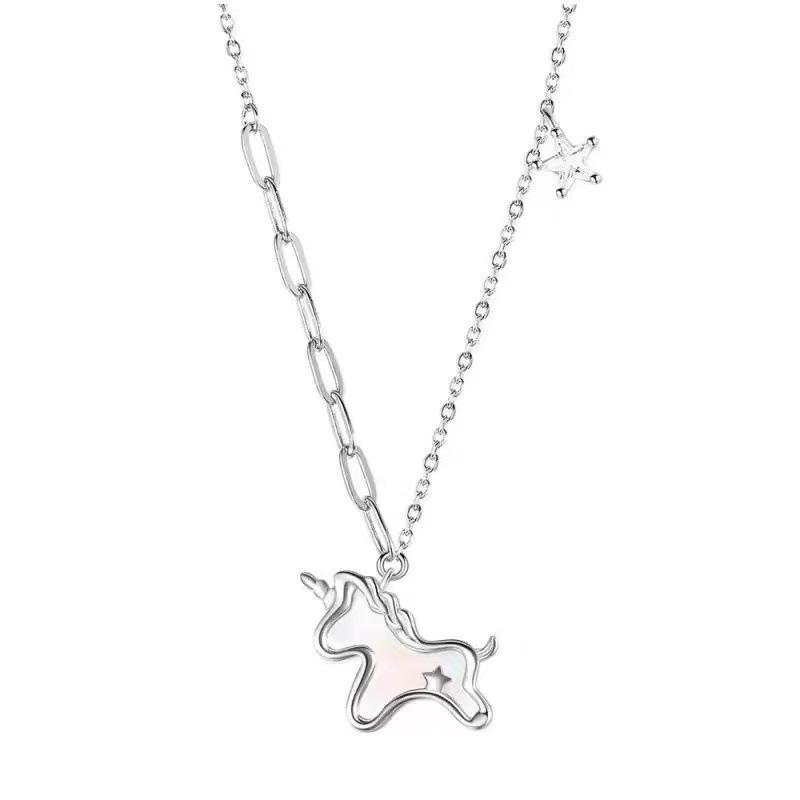 Starlight Unicorn Necklace: Nickel Silver with Real Gold, Zodiac Year Good Luck Charm for Women