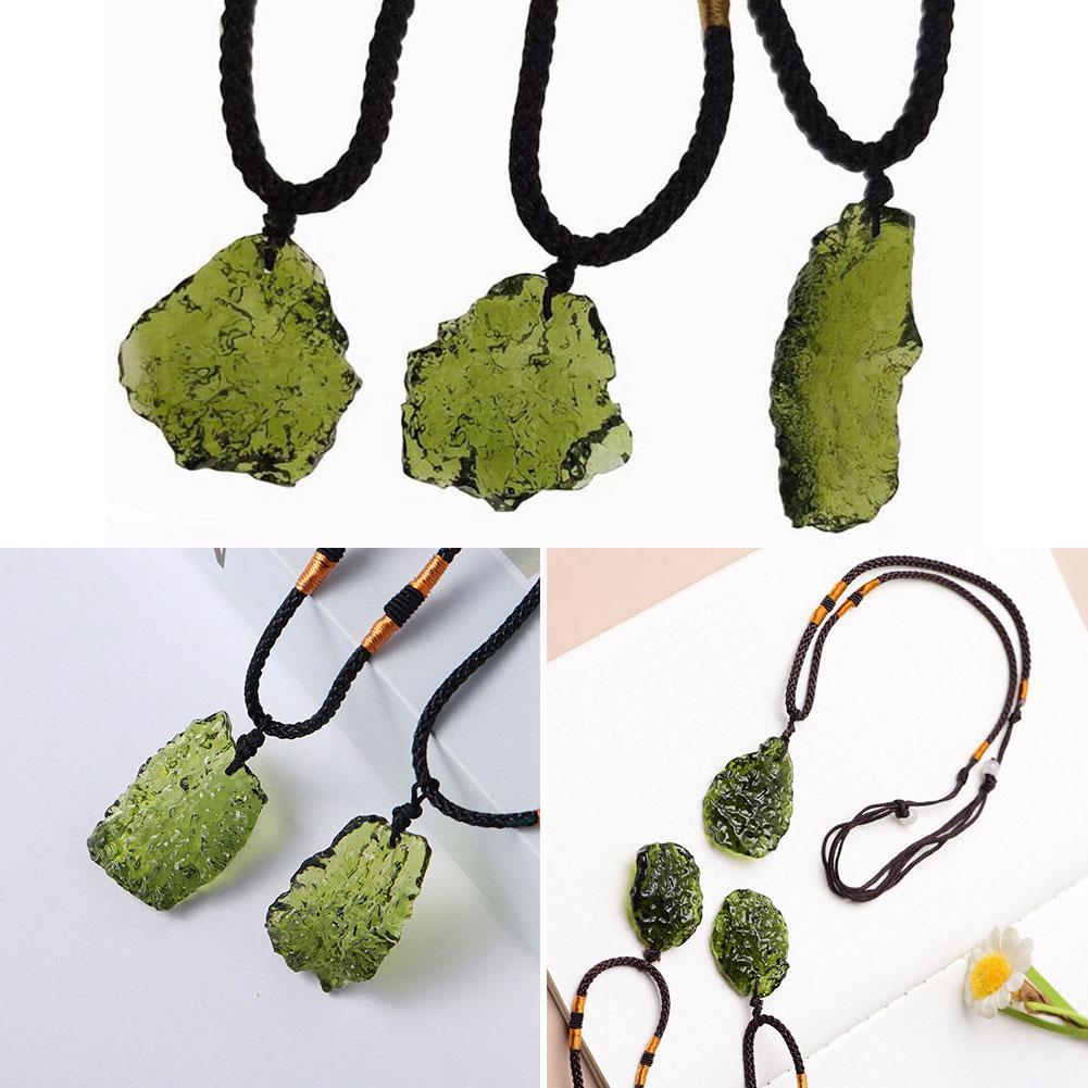 Natural Unique Crystal Quartz Necklace Impact Glass Unisex Pendant Necklace Pendant Green Meteorite Stone S8N0 Moldavite Y2K5