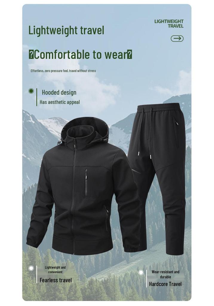 Herren Quick-Dry Outdoor Wander- & Bergsteiganzug - Zweiteiliges Set mit Langarmjacke & Hose für Frühling & Herbst