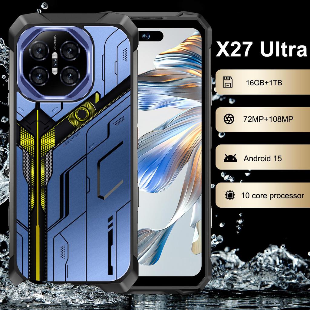 X27 Ultra Waterproof Smartphone - 16GB RAM + 1TB Storage, Large Screen