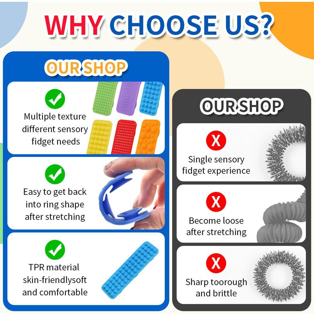 Variety of Textures Durabled Resilient Stress-Relieving Toy Sensory Strips Silicone Safe Skin-Friendly Sensory Strip