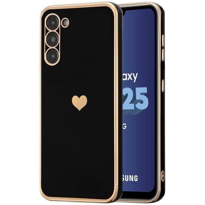 Coque de protection - BOOLING - pour Samsung Galaxy A25 5G - Motif Cœur - Antichoc - Ultra Slim Noir