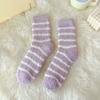 6Pairs Patchwork Thicken Velvet Socks Stripe Sleeping Socks Warm Coral Fleece Socks  Women
