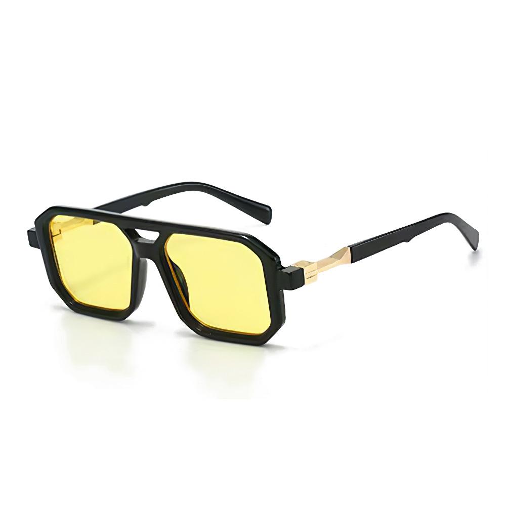 

Солнцезащитные очки для женщин, женские, геометрические, с двойным мостиком, толстые, тяжелые металлические, квадратные, цветные линзы, с плоским верхом, модные солнцезащитные очки жёлтый
