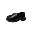 Girls' Black Leather Slip-on Princess Loafers - Soft Sole Student Shoes for Spring/Autumn