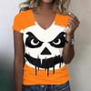 Women's V-Neck Halloween Print Blouse Lightweight Spring Summer Top