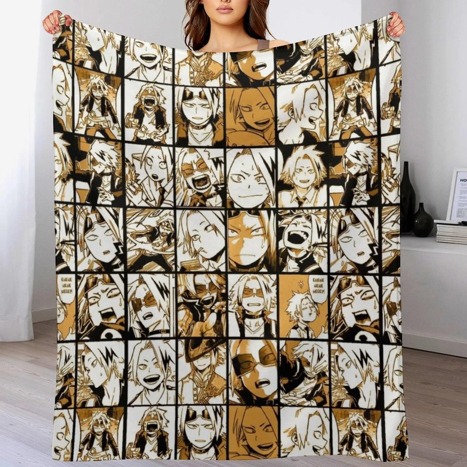 

BNHA Каминари Денки коллаж Плед декоративный Мягчайший Дизайнерский Большой Плед 30x40in