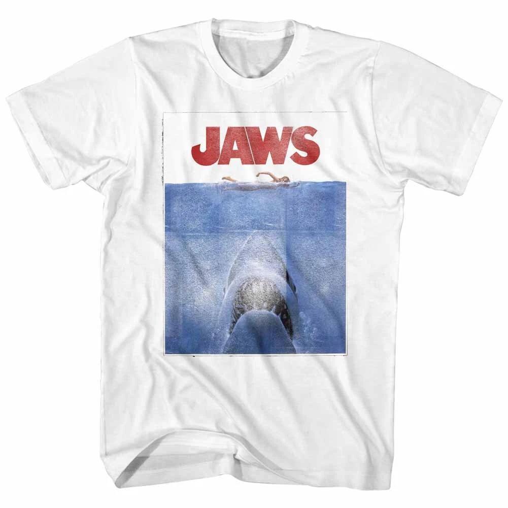 Jaws 70 s Thriller Movie Poster Shark Coming From The Depths Men s T Shirt L