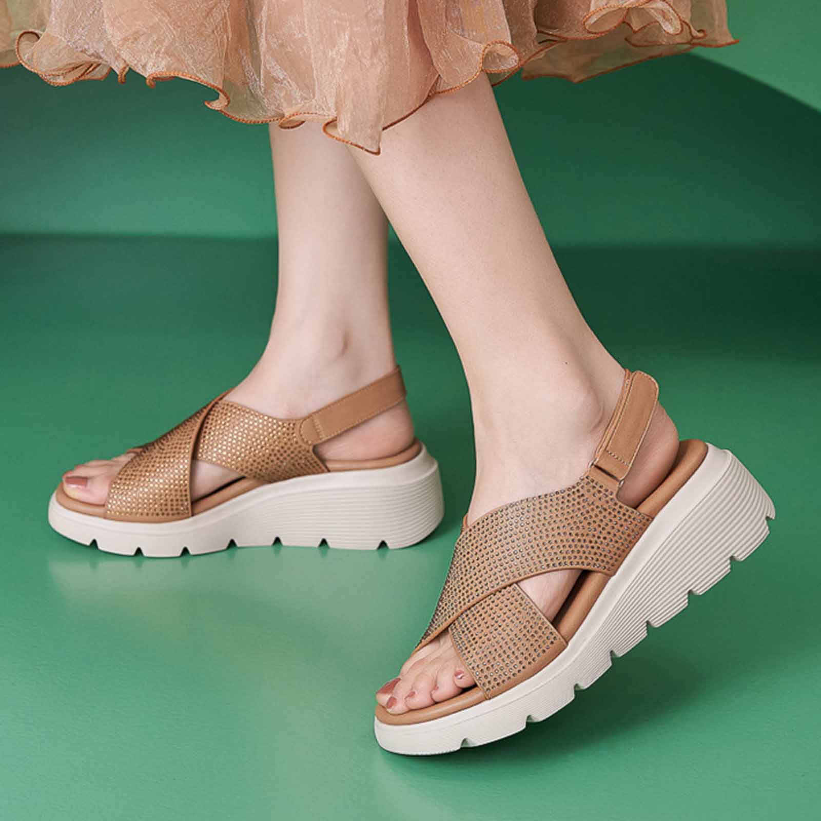 

Women S Summer Comfortable Walking Sandals Lightweight Cushioned Hiking Sandal Platform Shoes 2026 Sandalias Bonitas Para Mujer 41 коричневий