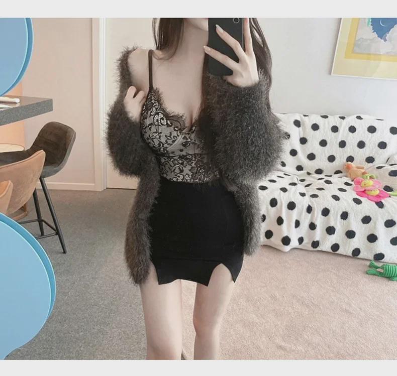 Slimming High-Waist Dongdaemun Skirt: Sexy Slit, Body-Conscious Fit for Women