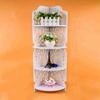 White Hollow Carved 4 Tier Corner Shelf Bookcase Display  Cosmetic Storage Bathroom Shelving