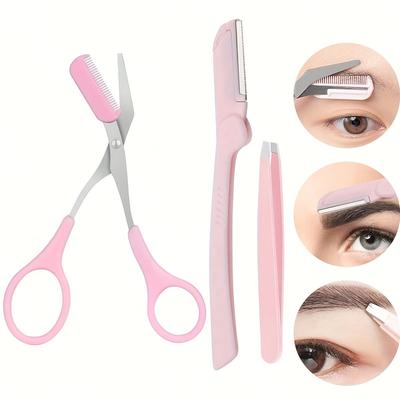 3 Eyebrow Trimming Scissors Tools, Multifunctional Eyebrow Beauty Set