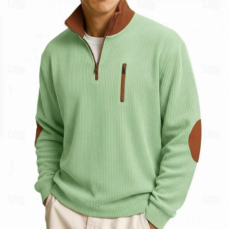 Autumn Winter Men's Corduroy Sweatshirts Outdoor Casual Stand Collar Loose Sports Hoodies Fashion Zipper Patchwork Sweatshirt