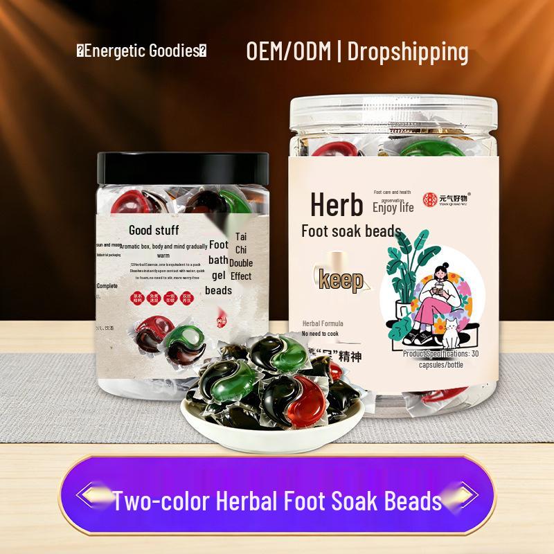 Dual-Color Herbal Foot Soak Beads - No-Boil Mugwort Concentrated Foot Bath Liquid for Home Use